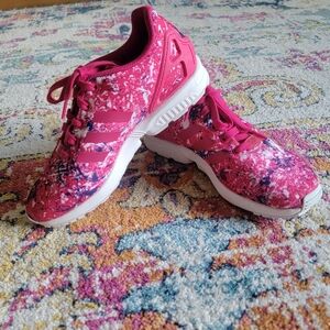 Adidas Athletic Shoes Size Women's 8 Youth 6.5 ZX Flux Splatter Pink Purple Rose